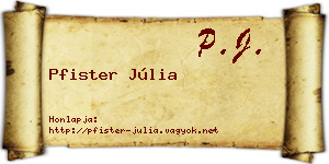 Pfister Júlia névjegykártya