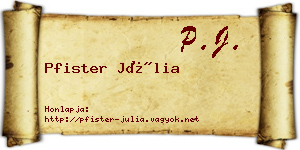 Pfister Júlia névjegykártya